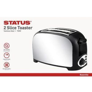 STATUS ROSEVILLE 2 SLICE 750W STAINLESS STEEL TOASTER