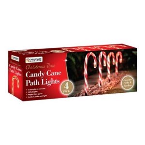 4PC 20 LED RED+WHITE CANDY CANE PATH LIGHT