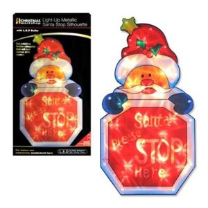 BATTERY TIMER SANTA STOP SILHOUETTE WINDOW LIGHT