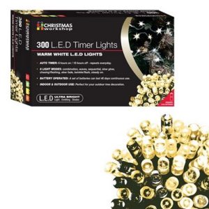 300 LED BATTERY TIMER LIGHTS WARM WHITE