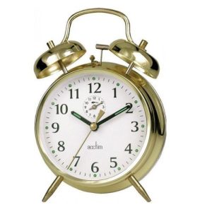 ACCTIM SAXON BRASS WIND-UP ALARM CLOCK