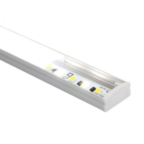 ALL LED PROFILE1 2M ALUMINIUM FINISH, SHALLOW SURFACE PROFILE WITH OPAL DIFFUSER, EXTRUDED 6063 AIRCRAFT ALUMINIUM, INCL END CAPS & BRACKETS