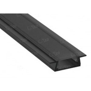 ALL LED 2M CARBON BLACK FINISH, RECESSED PROFILE WITH BLACK DIFFUSER, EXTRUDED 6063 AIRCRAFT ALUMINIUM, INCL END CAPS