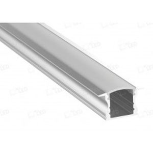 ALL LED 2M ALUMINIUM FINISH, RECESSED PROFILE WITH OPAL DIFFUSER, EXTRUDED 6063 AIRCRAFT ALUMINIUM, INCL END CAPS
