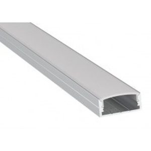 ALL LED 2M ALUMINIUM FINISH DOUBLE WIDE PROFILE WITH OPAL DIFFUSER, EXTRUDED 6063 AIRCRAFT ALUMINIUM, INCL END CAPS