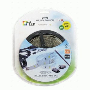 ALL LED STRIPPACK BLISTER PACK 5W/M 5 METER LED STRIP PACK, 3000K, IP65, INCLUDES DRIVER