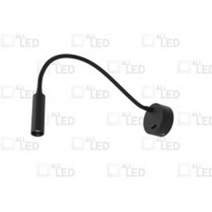 ALL LED CYGNET 3W LED GOOSENECK WALL LIGHT, 3000K POWERCOATED CARBON BLACK FINISH SWITCH INTEGRATED, BLACK BAFFLE