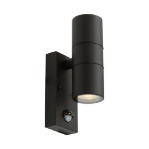 ANSELL ACERO BI-DIRECTIONAL GU10 WALL LIGHT PIR BLACK