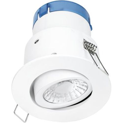 AURORA 240V 6W 610LM ADJUSTABLE DIMMABLE FIRE & ACOUSTIC RATED DOWNLIGHT MATT WHITE 3000K