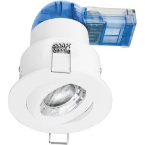 AURORA 220-240V 6W 700LM ADJUSTABLE DIMMABLE FIRE & ACOUSTIC RATED DOWNLIGHT MATT WHITE 4000K