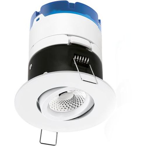 AURORA 220-240V 6W LED IP65 DIMM. ADJ. FIRE RATED DOWNLIGHT 4000K MATT WHITE