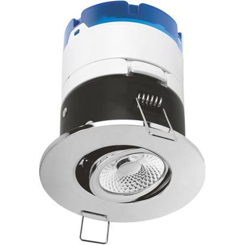 AURORA 220-240V 6W LED IP65 DIMM. ADJ. FIRE RATED DOWNLIGHT 4000K POLISHED CHROME