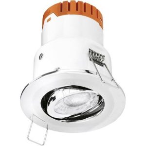 AURORA 240V 4.5W 420LM 60? ADJUSTABLE DIMMABLE FIRE & ACOUSTIC RATED LED DOWNLIGHT POLISHED CHROME 3000K