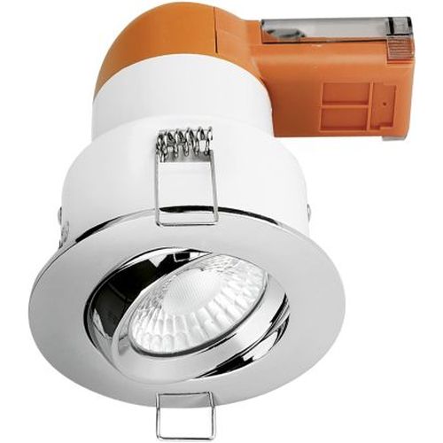 AURORA 240V 6W 680LM 60? ADJUSTABLE DIMMABLE FIRE & ACOUSTIC RATED LED DOWNLIGHT POLISHED CHROME 3000K