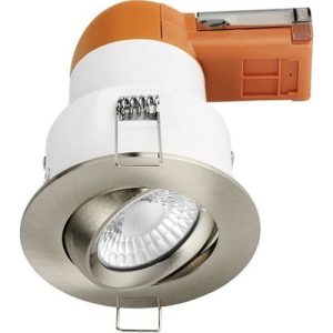 AURORA 240V 6W 680LM 60? ADJUSTABLE DIMMABLE FIRE & ACOUSTIC RATED LED DOWNLIGHT SATIN NICKEL 3000K