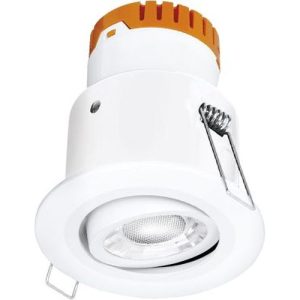 AURORA 240V 8W 640LM 60? ADJUSTABLE DIMMABLE FIRE & ACOUSTIC RATED LED DOWNLIGHT MATT WHITE 4000K