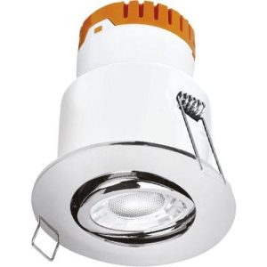 AURORA 240V 8W 640LM 60? ADJUSTABLE DIMMABLE FIRE & ACOUSTIC RATED LED DOWNLIGHT POLISHED CHROME 4000K