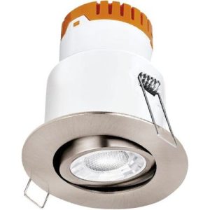 AURORA 240V 8W 610LM 60? ADJUSTABLE DIMMABLE FIRE & ACOUSTIC RATED LED DOWNLIGHT SATIN NICKEL 3000K