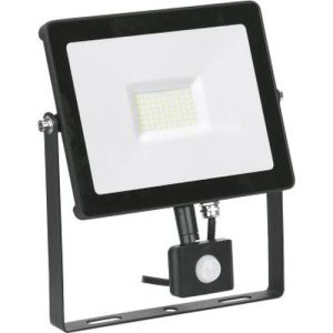 AURORA 240V 50W IP65 175MX225MM 5000LM IK08 ADJUSTABLE LED FLOODLIGHT PIR BLACK 4000K