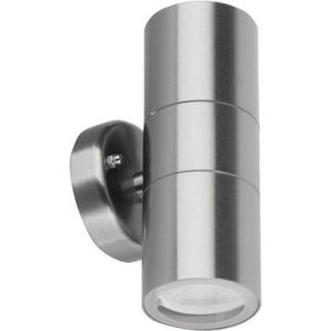 AURORA 240V GU10 IP44 STAINLESS STEEL FIXED UP/DOWN WALL LIGHT