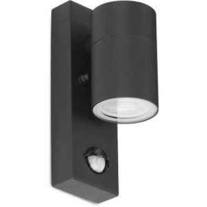 AURORA GU10 IP44 ALUMINIUM DOWN PIR WALL LIGHT BLACK