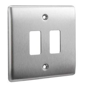 BG NEXUS 2G GRID PLATE BRUSHED STEEL