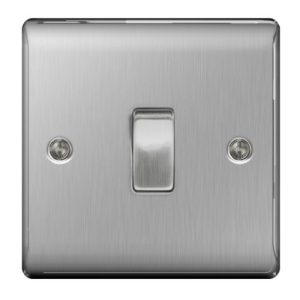BG NEXUS BRUSHED STEEL 1G 2W SWITCH