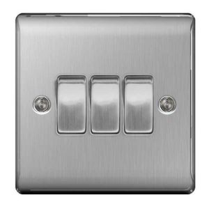 BG 3G 2W SWITCH BRUSHED STEEL