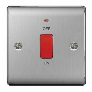 BG BRUSHED STEEL 1G 45A SWITCH