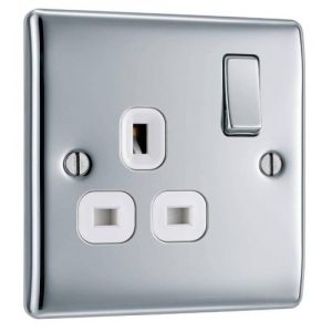 BG NEXUS POLISHED CHROME 1G 13A SOCKET WH INS