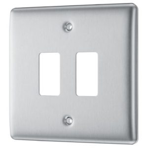 BG 1G 2-MODULE BRUSHED STEEL FRONT PLATE
