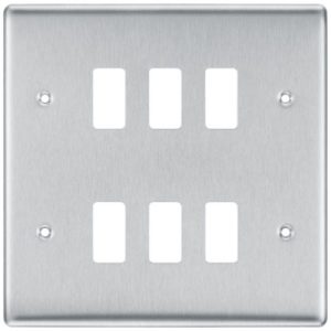 BG 6-8G BRUSHED STEEL SCREWED FRONTPLATE (2 X 3)