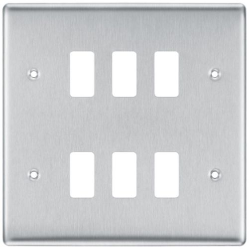 BG 6-8G BRUSHED STEEL SCREWED FRONTPLATE (2 X 3)