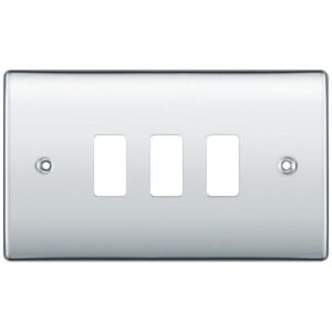 BG NEXUS POLISHED CHROME 2G 3-MODULE FRONT PLATE