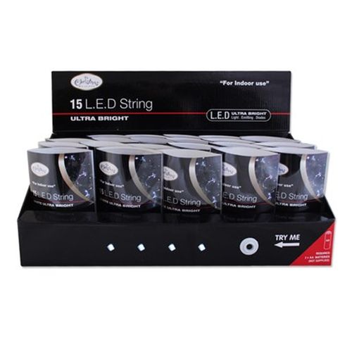 15 WHITE LED BATTERY OPERATED LIGHTS