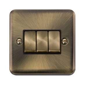 CLICK DECO PLUS ANTIQUE BRASS 10A 3G 2 WAY INGOT SWITCH