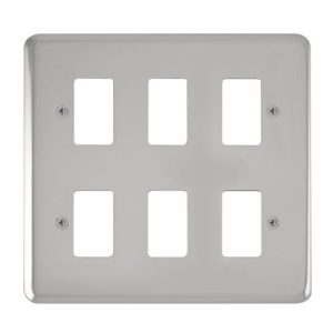 CLICK GRIDPRO DECO PLUS FRONTPLATES POLISHED CHROME GRIDPRO 6-GANG DECO + PLATE CHROME