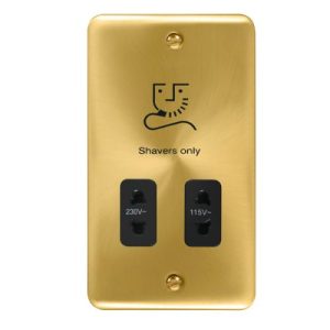 CLICK DECO PLUS SATIN BRASS DUAL VOLT SHAVER SOCKET