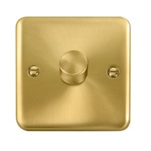 CLICK DECO PLUS SATIN BRASS DPSB 1-GANG DOUBLE DIMMER PLATE & KNOBS