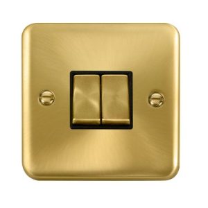 CLICK DECO PLUS SATIN BRASS 10A 2G 2 WAY INGOT SWITCH