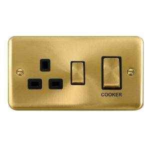 CLICK DECO PLUS SATIN BRASS 45A INGOT DP SWITCH 13A SW SOCKET