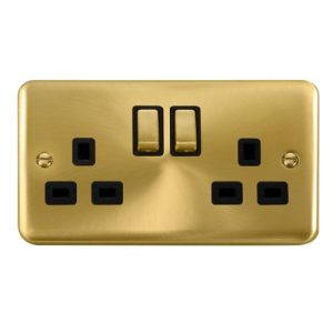 CLICK DECO PLUS SATIN BRASS 2G 13A DP INGOT SW SOCKET