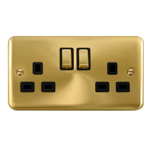 CLICK DECO PLUS SATIN BRASS 2G 13A DP INGOT SW SOCKET