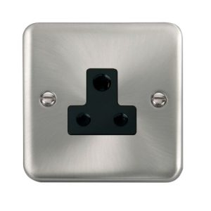 CLICK DECO PLUS SATIN CHROME 1G 5A ROUND PIN SOCKET OUTLET