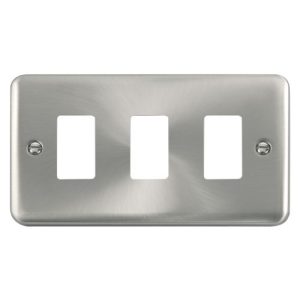 CLICK GRIDPRO DECO PLUS FRONTPLATES SATIN CHROME GRIDPRO 3-GANG DECO + PLATE SATIN CHROME