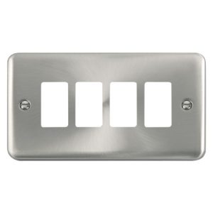CLICK GRIDPRO DECO PLUS FRONTPLATES SATIN CHROME GRIDPRO 4-GANG DECO + PLATE SATIN CHROME