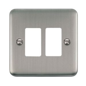 CLICK GRIDPRO DECO PLUS FRONTPLATES STAINLESS STEEL GRIDPRO 2-GANG DECO + PLATE