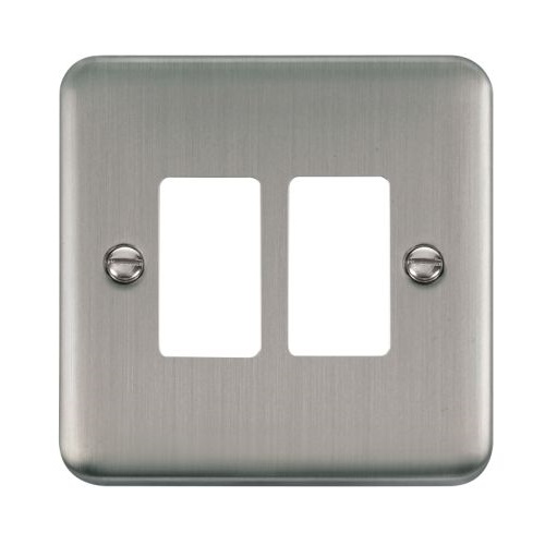 CLICK GRIDPRO DECO PLUS FRONTPLATES STAINLESS STEEL GRIDPRO 2-GANG DECO + PLATE