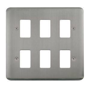CLICK GRIDPRO DECO PLUS FRONTPLATES STAINLESS STEEL GRIDPRO 6-GANG DECO + PLATE