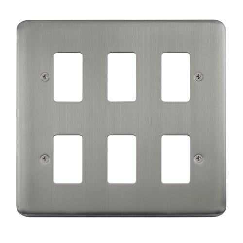 CLICK GRIDPRO DECO PLUS FRONTPLATES STAINLESS STEEL GRIDPRO 6-GANG DECO + PLATE